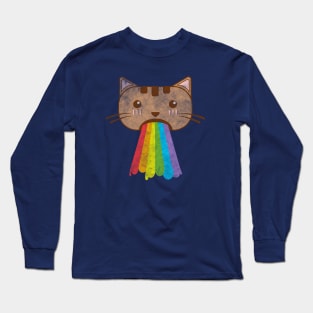 Vintage Rainbow Cat Vomit Long Sleeve T-Shirt